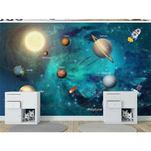 Large 3d fresco wallpapers hand-painted space universe childrens room wallpaper bedroom living room TV wall Home Decor