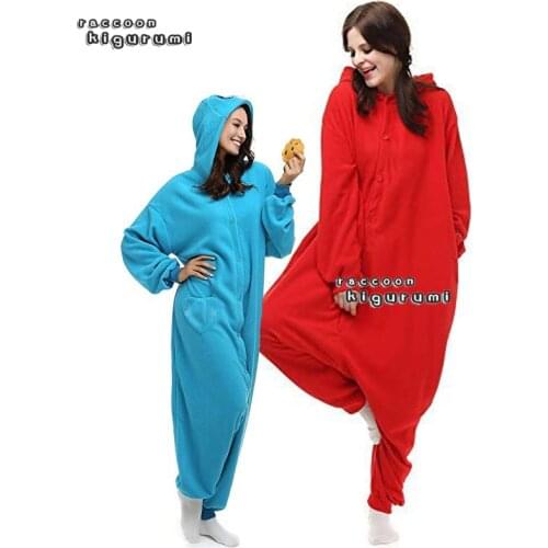 Extra Large 180-200cm Unisex Animal Blue Monster Fleece Adult Onesie Red Christmas Cosplay Winter Pajama Raccoon Kigurumi Boy