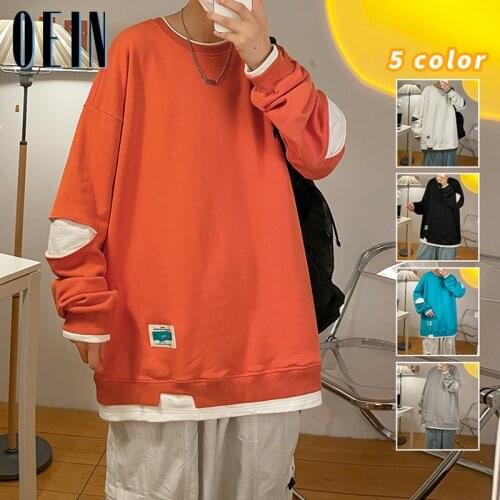 2021 Autumn Fleece Loose Hip Hop Hoodies Men Sweatshirts Oversize Unisex Streetwear Jersey Solid Mens Youthful vitality Hoodies