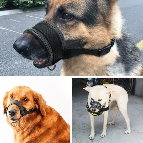 Pet Dog Muzzle Collar Mouth Sleeve Training Leash Anti Bite Barking Chewing Sleeve Nylon Strap Adjustable Loop Leader Mask Acces