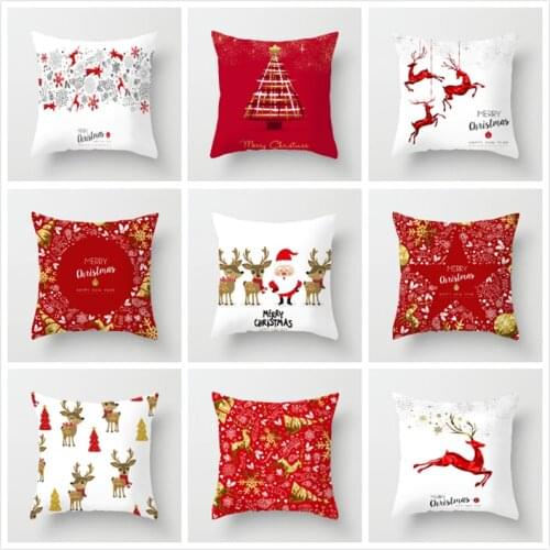 Merry Christmas Elk Tree Cushion Cover Christmas Car Home Sofa Decorative Pillowcase Plush Throw Pillow Case Cover Kussensloop