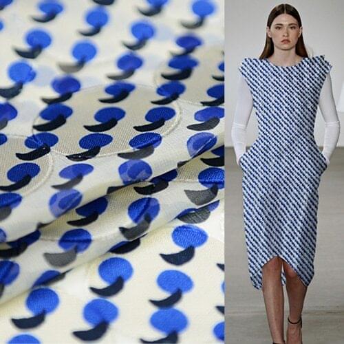 Silk burnt-out silk fabric middle thickness 19momme blue polka dot style 18.5momme 45" width,SBO032