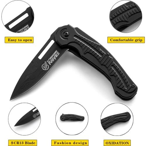 8CR13MOV Blade Folding Pocket EDC Tool Hunt Utility Outdoor Knife for Self-Defense Survival Climbing Riding Camping