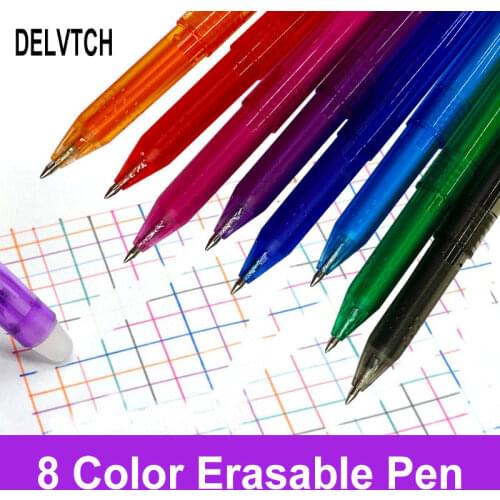 8Pcs/Set Erasable Gel Pen 0.5mm Bullet Tip 8 Color Ink Refill Office School Drawing Painting Writing Stationery Washable Handle