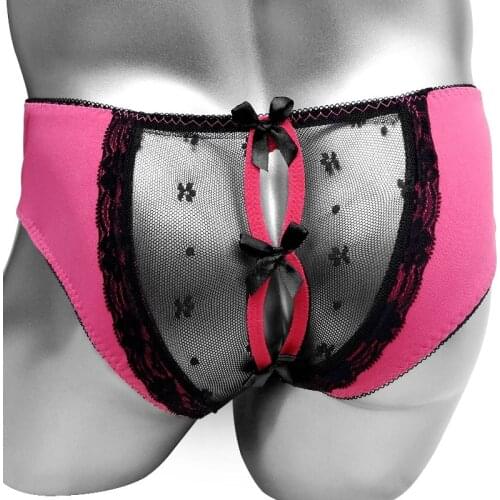 Sexy Sissy Panties Hot Erotic Open Crotch Briefs Lace Crotchless Underwear Back Underpants Men Tangas