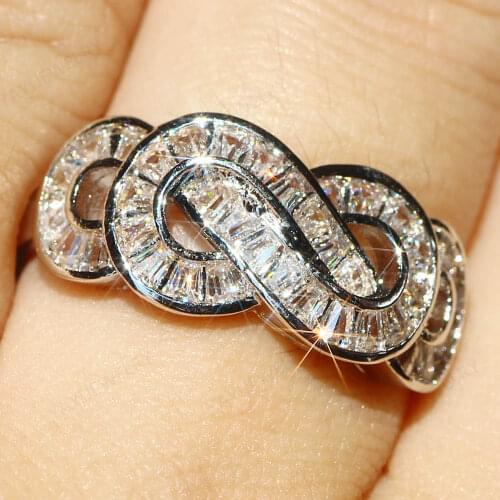 YaYI Jewelry Fashion Princess Cut Prong Setting White Cubic Zirconia Silver Color Engagement Wedding Party Leaves Gift Rings