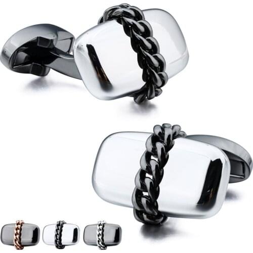 Factory Retail Square Three Color Metal Fashion Man Shirt Cuff Links for Wedding and Business