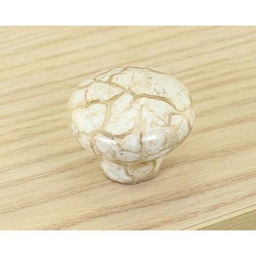 Yellow Silk Crack Ceramic Handle Simple European Style Garden Shoe Wardrobe Cabinet Handle Handle(Diameter:38mm)