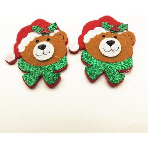 10pcs 55x65mm Felt Fabric Sparkle Christmas Tree Decorations Reindeer Embellishments Crafts Home Hanging Ornaments