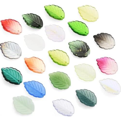 100Pcs Czech Lampwork Glazed Petals Leaves Green 17X24MM Glass Leaf Beads DIY Earing Supplier Handmade Hairpin Jewelry Making