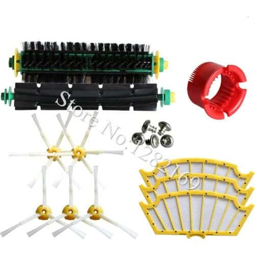 Side Brush,HEPA filter,Srew,Bristle and Flexible Beater Fit for iRobot Roomba 500 Series Vacuum Cleaner 520 530 540 550 560