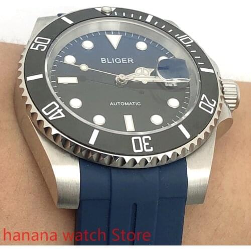 904L stainless steel bracelet watch mens sports and leisure waterproof mens watch mechanical clock dark blue waterproof bezel