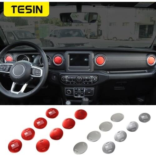 TESIN Car Dashboard Air Conditioning Vent Decorative Cover Stickers Accessories For Jeep Gladiator JT For Jeep Wrangler JL 2018