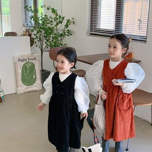 Girl Dress Kids Baby Gown 2021 V Neck Winter Autumn Plus Thicken Outwear School Toddler Long sleeve Uniform Children Clothing