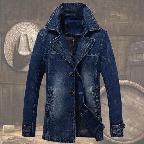 European Style 2018 New Fashion Vintage Washed Male Zipper Denim Jacket Men Jean Blue autumn winter fashion FF1394 L