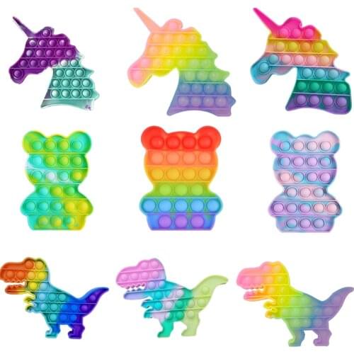 Fidget Reliver Stress Toys Rainbow Push It Bubble Antistress Toys Simple Dimple Sensory Toy To Relieve Autism Free Shipping