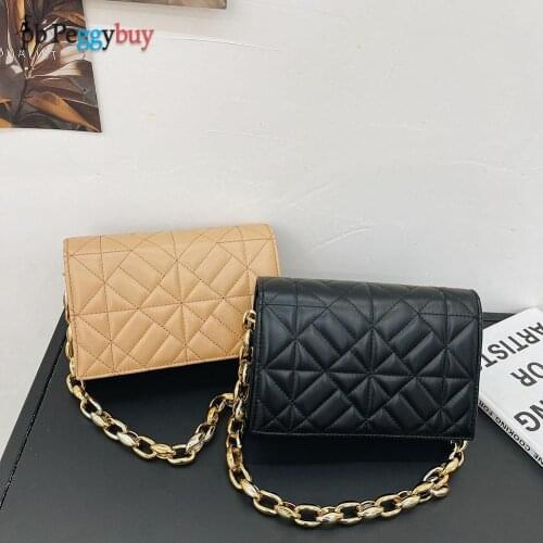 Exquisite Women Embossing Shoulder Bag PU Leather Thick Chain Armpit Bags Daily Geometric Pattern Subaxillary Bags