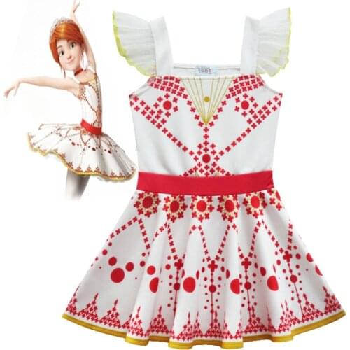 Movie Ballerina Felicie Cosplay Costume for Girls Dress Halloween Costume for Kids Sleeveless Dress