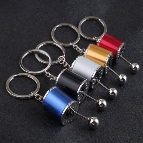 Creative Car 6 Speed Gearbox Gear Head Keychain Manual Transmission Lever Metal Key Ring Car Refitting Metal Pendant Keychain