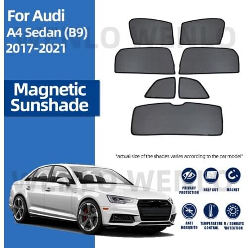 For Audi A4 Sedan B9 2017-2021 Magnetic Mesh Cover Windshield Window Sunshade Sun Visor Shades Foldable Uv Protection Curtain
