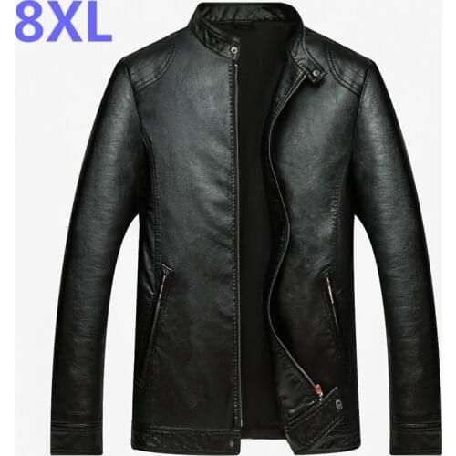 Plus size 8XL 6XL 5XL New Arrival Leather Jackets Men Outwear Solid Casual Mens Coats Autumn & Winter Keep warm Jacket