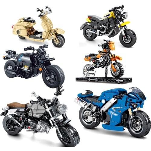 New Motorcycle sets Racing Off Road Moto Vehicle model Building Blocks bricks Speed Champions Sports City Motorbike
