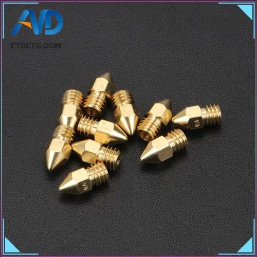 5pcs New Arrival Zortrax M200 Nozzle 0.4mm Copper Nozzles For Brass Steel Bore 3.5mm Screw Thread M6 Print Head For 3D Printer