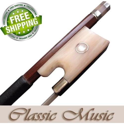 Permanbuco Violin Bow with White Horn Frog (4/4), German Silver Fitted, Good Balanced & Quick Response Hot Sell