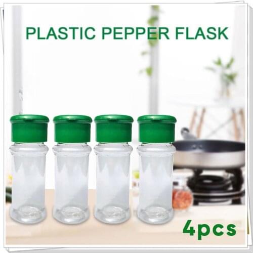 4Pcs 100ml Plastic Spice Powder Salt Pepper Shakers Seasoning Jar BBQ Condiment Storage Bottle For Outdoor Camping Picnic Tool
