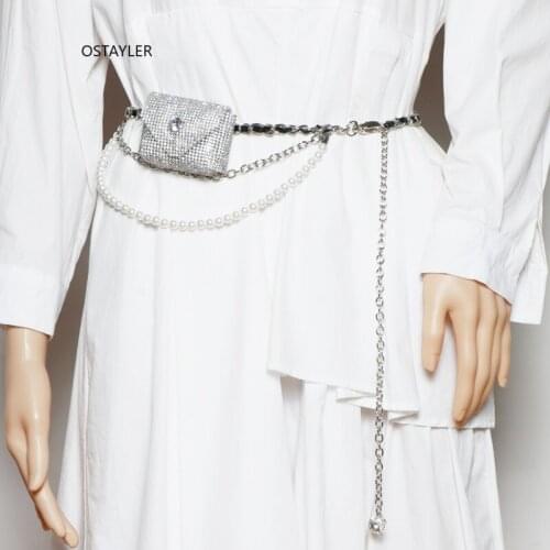 Bling Mini PVC Rhinestone Waist Bag For Women Adjustable Waist Chain Belt European Ladies Crystal Fanny Packs For Coin Key Bag