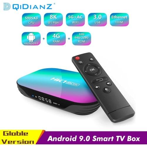 Smart TV Box Android 9 9.0 4K 1080P HK1 Box amlogic S905X3 Dual WiFi 1000m 4GB RAM 32GB 64GB ROM HK1BOX Set Top Box