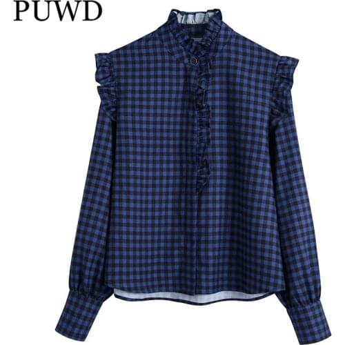 Синие блузки PUWD China At AliExpress