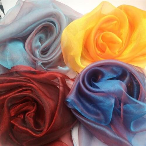 Iridescent Gradient Two-tone Organza Fabric Tulle Mesh Gauze Fabric for Skirt,Wedding,Decor,Blue,Purple,Green,Red,By the Yard