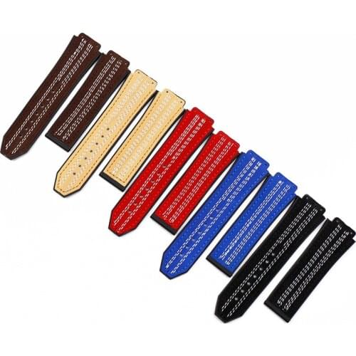 Rubber strap mens watch accessories leather strap female buckle for HUBLOT big explosion series 19mmx25mm waterproof bracelet