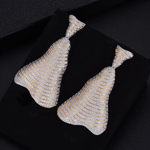 LARRAURI Luxury Trendy African Nigerian Symbol Cubic Zirconia Noble Dubai Chic Pendant Earrings for Women Fashion Jewelry