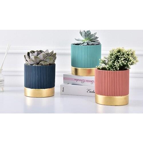 Silicone mold for cylindrical flowerpot Concrete pot mold gardening tools Stripe design silicone mold for succulent pot