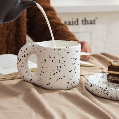 Nordic Minimalism, Ins, Ceramic Mug, Fat Handle, Office Coffee Cup, Western Food Plate, Dessert Plate Coffee Mugs