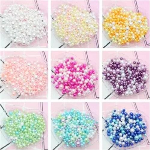 Mix Size 2/ 3/4/5mm Beads Without Hole Colorful Pearls Round Acrylic Imitation Pearl Diy for Jewelry Making Nail Art 10g