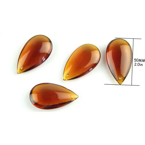 30pcs/lot 50mm Tea Glass Lighting Part Prism Water Drop Parts Lighting Accessories Prism Hanging Pendant