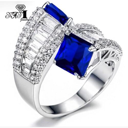 YaYI Jewelry Fashion Princess Cut 4.9CT Green Zircon Silver Color Engagement Rings wedding Rings Party Rings