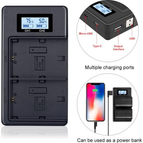 Palo LCD Dual USB Charger LP-E6 LP E6 LPE6 Camera Battery Charger for Canon 5D Mark II III 7D 60D EOS 6D 70D 80D camera