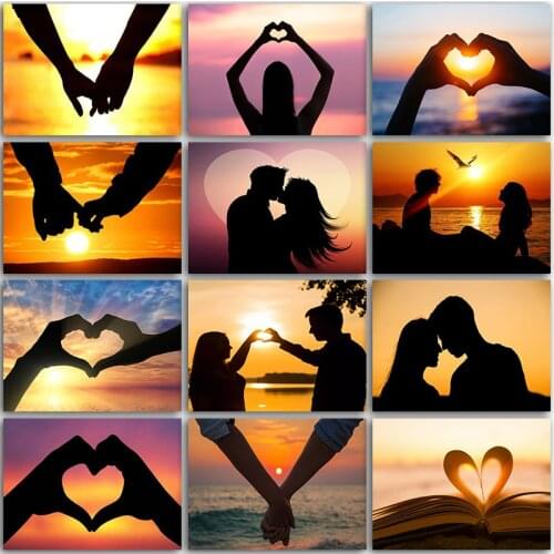 Landscape Scenery Love Sunset Sunrise Diamond Painting Diamond Inlaid Diamond Embroidery Painting Complete Home Decoration Cross