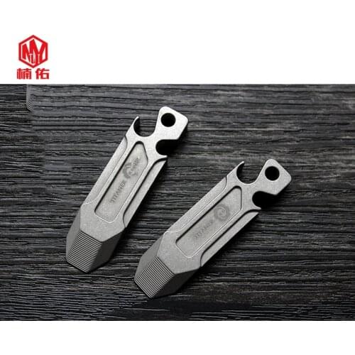 1PC Portable Mini Titanium Alloy Crowbar Bottle Opener Screwdriver Cone Keychain Key Ring Pendant EDC Pocket Multifunction Tool