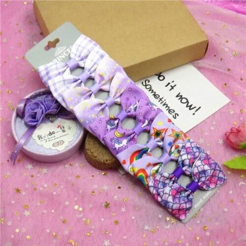 10PCS/Lot Lovely Purple Solid Hairpins Grosgrain Ribbon Bow Clips 2020 Korean Creativity Hair Accessories For Baby Girls NEW