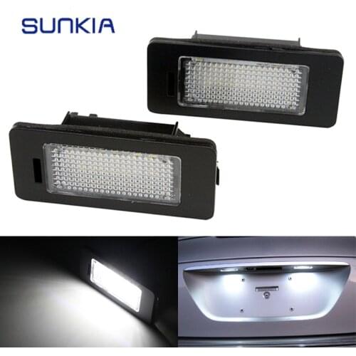 2Pcs/Set SUNKIA LED Number License Plate Lights For Skoda Fabia Superb Yeti 24SMD LED White Color No Error Warming Free Shipping