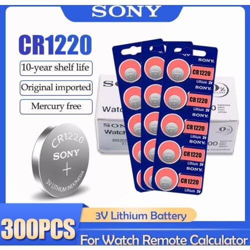 300PCS/LOT Sony CR1220 CR 1220 ECR1220 GPCR1220 BR1220 LM1220 DL1220 3V Lithium Battery For Watch Remote Button Cell Batteries