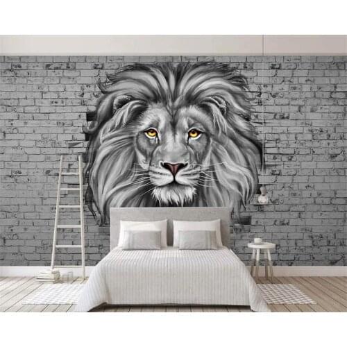 Beibehang Custom Brick lion 3d modern Living room sofa childrens room Background wall 3d wallpaper mural papel de parede
