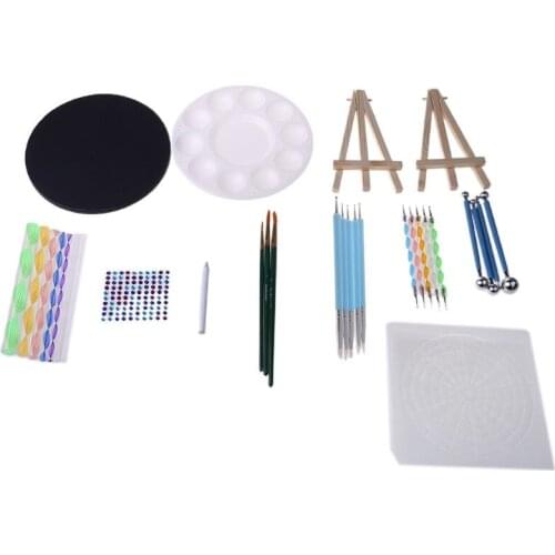 40pcs/set Mandala Dotting Pen Handwork Tools for Rock Painting Stencils Easel U4LD
