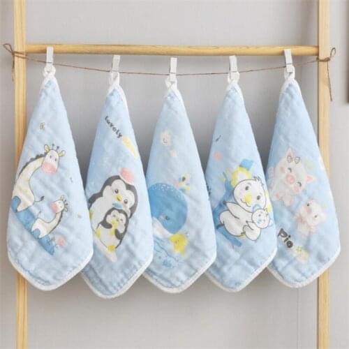 5pcs/Set Baby Small Face Towel 6 Layers Muslin Cotton Baby Handkerchief Burp Cloth 30x30cm Newborn Dribble Bibs Cloth
