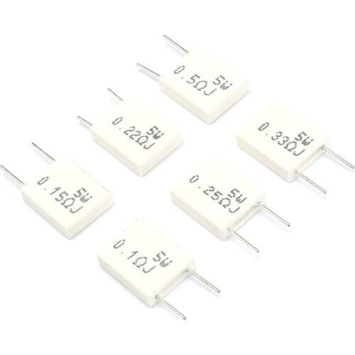5W 0.001 0.1 0.15 0.22 0.25 0.33 0.5 ohm Non-inductive Ceramic Cement Resistor 0.1R 0.15R 0.22R 0.25R 0.33R 0.5R